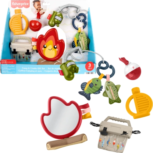 Fisher-Price set sensorial de regalo de juguetes para bebé Biwak Malucha (camping) – 7 piezas