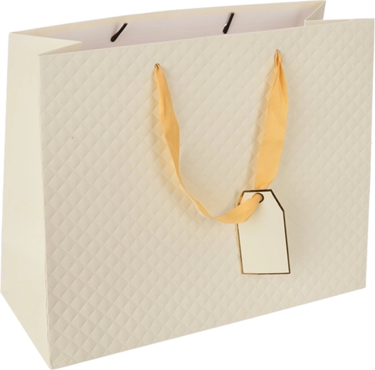 Bolsa de papel para regalo quilt beige 31 × 12 × 26 cm