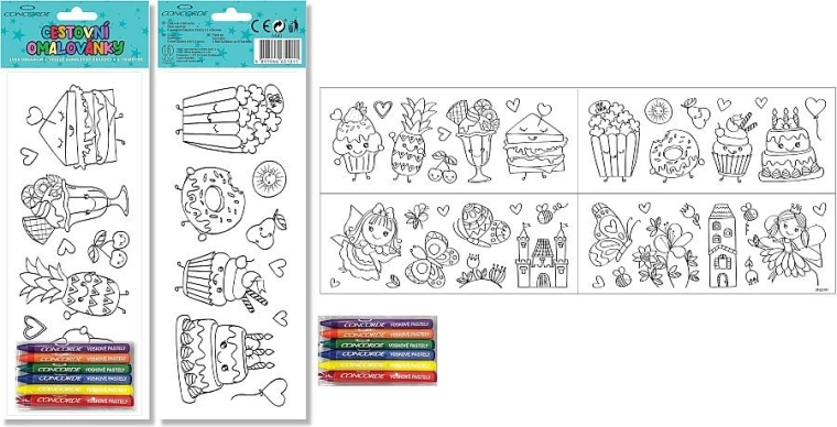 Libros para colorear adhesivos de viaje CONCORDE con 6 ceras