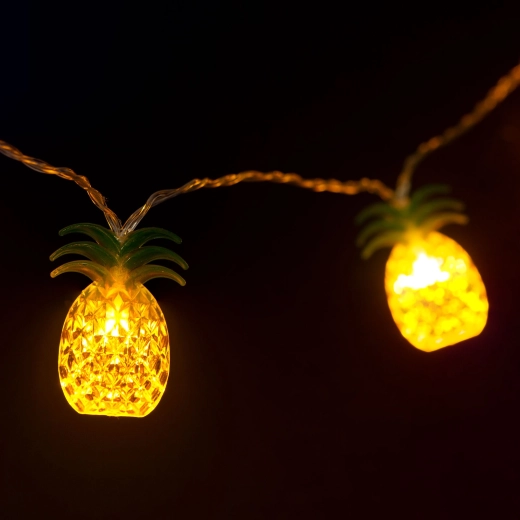 Cadena de luces LED con piñas, 1,65 m, 10 LED, luz blanca cálida