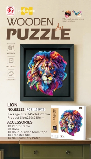 Puzzle de madera de león, 155 piezas