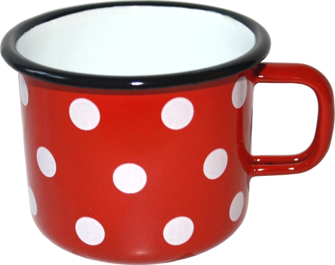 Taza esmaltada con lunares 0,25 l, roja
