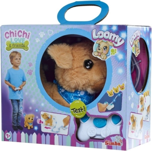 Perro de peluche interactivo CHI CHI LOVE Loomy – golden retriever con correa luminosa