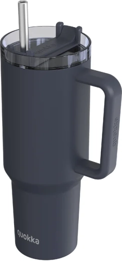 Taza térmica de acero inoxidable Quokka Stream con pajita negra 1,2 l