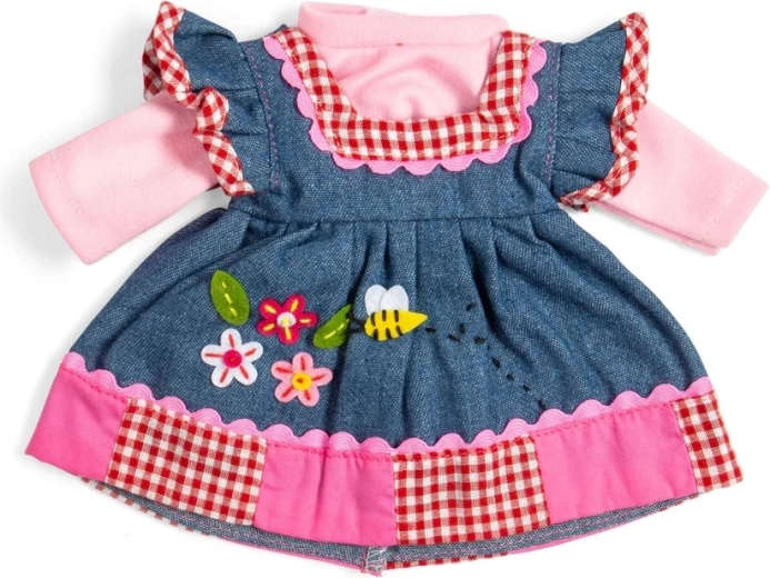 Bigjigs Toys vestido vaquero con ribete rosa para muñeca de 34 cm