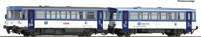 Coche motor diésel Roco ČD 810 472-1 con coche remolque BDtax (Najbrt), TT