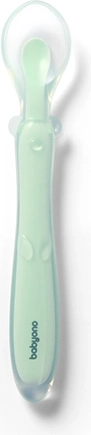 Cucharita de silicona para bebé BABYONO, menta, desde los 6 meses