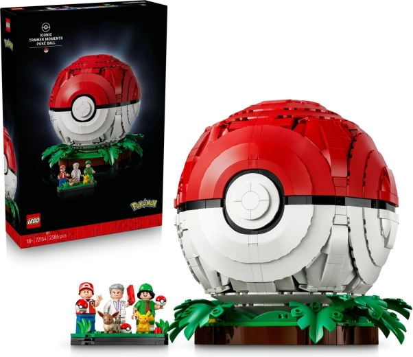 Pokémon LEGO Pokéball icónico con entrenadores