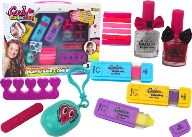 Set para teñir el cabello y decorar las uñas con bálsamo labial