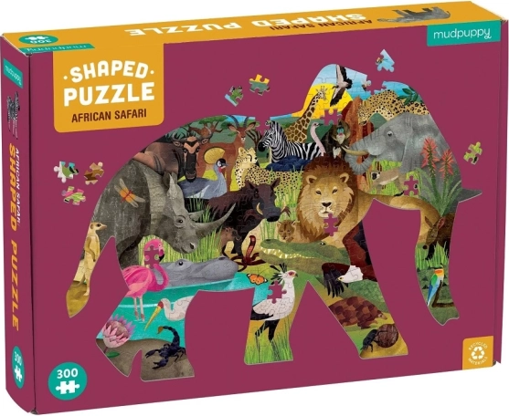 Puzzle de safari africano con forma de elefante de 300 piezas