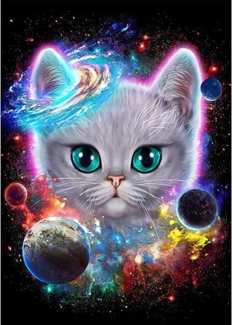 Pintura de diamantes Gatito espacial 30 × 40 cm