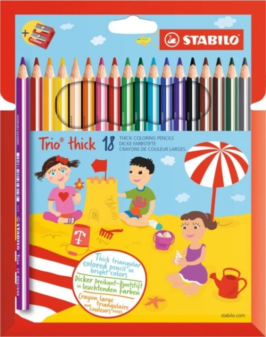 STABILO Trio lápices de colores gruesos set de 18 con sacapuntas