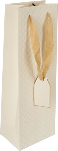 Bolsa de papel de regalo para vino quilt beige 12 × 9 × 35 cm
