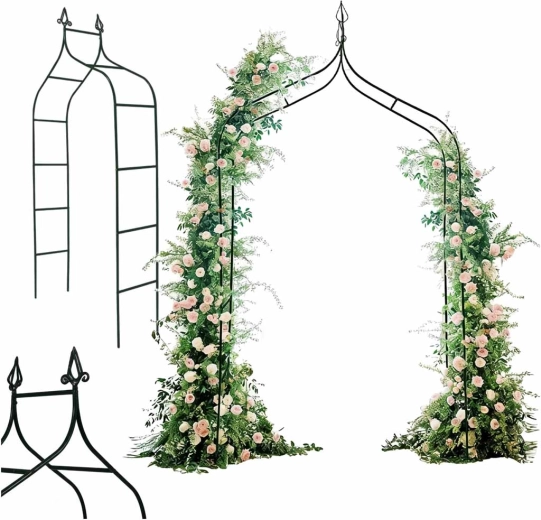 pérgola metálica de jardín con pináculos para plantas trepadoras 265 cm