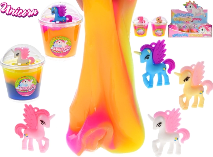 Slime arcoíris de unicornio en vasito