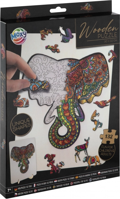 Puzzle de madera con contorno de elefante