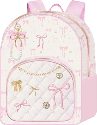 Mochila Deluxe con motivo de lazos en blanco y rosa