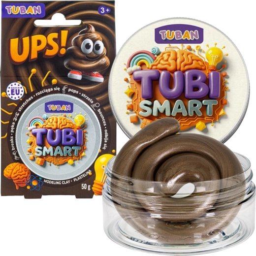 Plastilina sensorial Tubi Smart Ups! marrón con purpurina