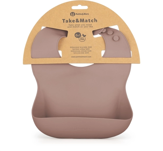 Petite&Mars babero de silicona Take&Match Velvet Latte 6m+