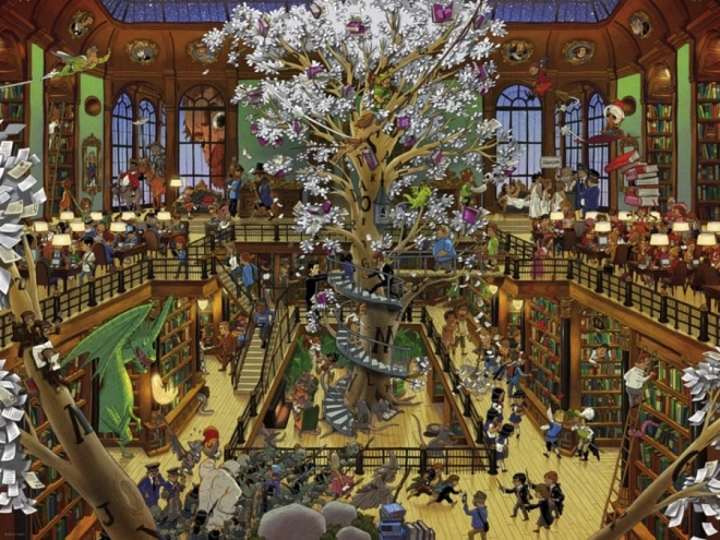Puzle de 1500 piezas – Biblioteca, Oesterle + póster