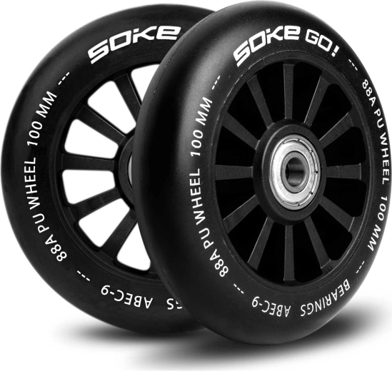 Ruedas para patinete 100 mm negras SOKE – set de 2 uds