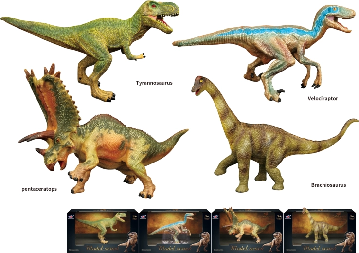 Mundo de dinosaurios: figuras de dinosaurios, 4 tipos