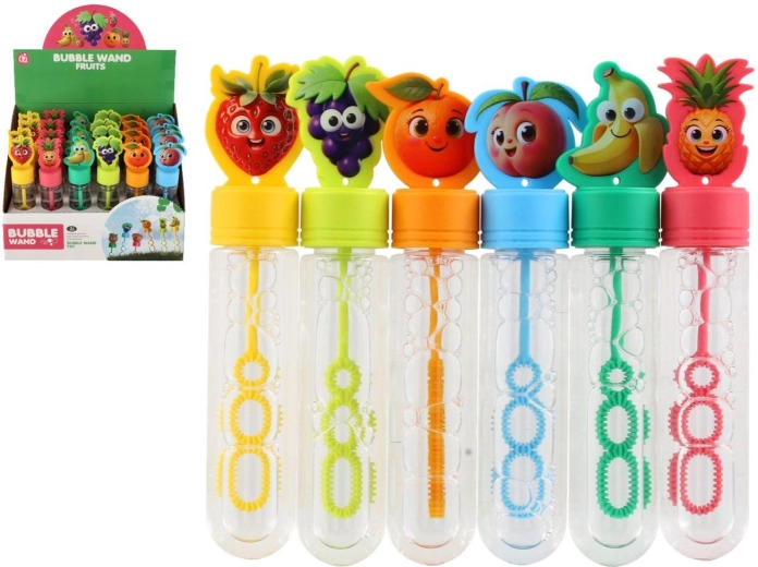 Pompas de jabón fruta 15 cm – mix de 6 tipos, 24 uds en caja