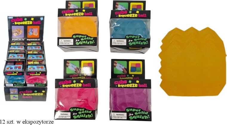 Pelota sensorial antiestrés para apretar con forma de cubo - 1 unidad