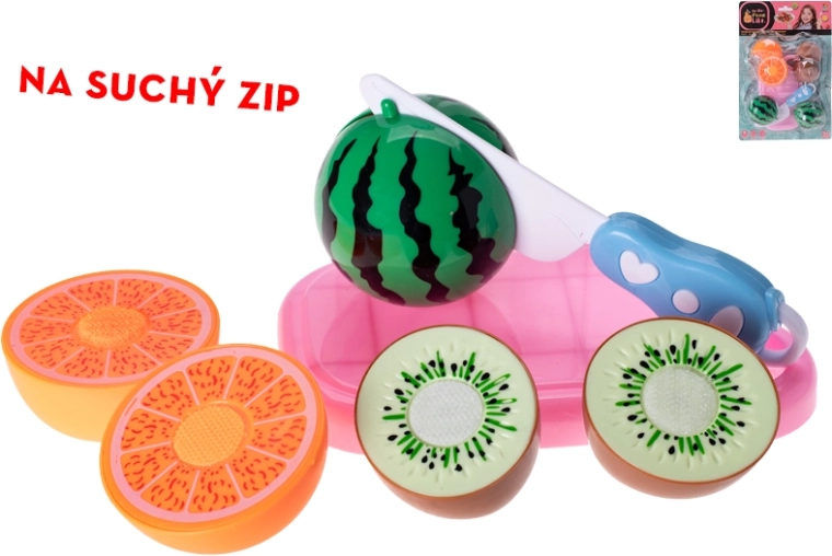 Set de fruta de plástico con velcro y cuchillo para niños