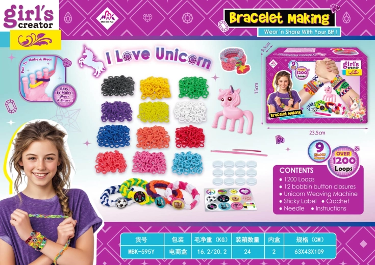Set para tejer pulseras de gomas con accesorios