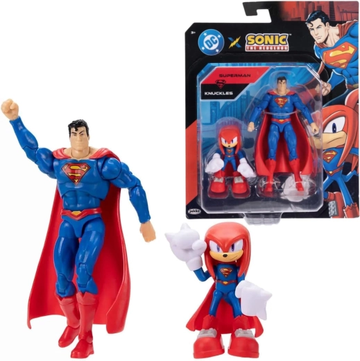 Jakks Pacific set de figuras Knuckles como Superman y Superman (Sonic the Hedgehog x DC Comics)