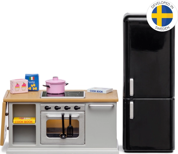Muebles de cocina Lundby para casa de muñecas con frigorífico