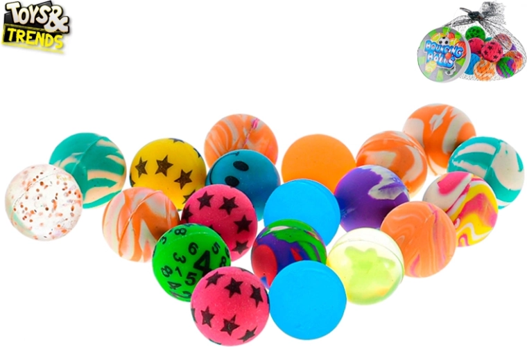 Set de 20 pelotas saltarinas de colores de 2,5 cm en red