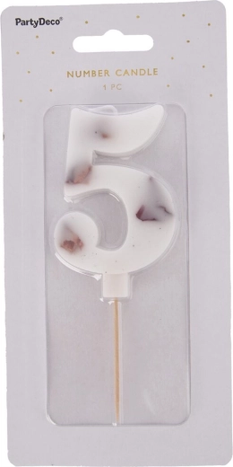 Vela para tarta flor blanca número 5, 8 cm