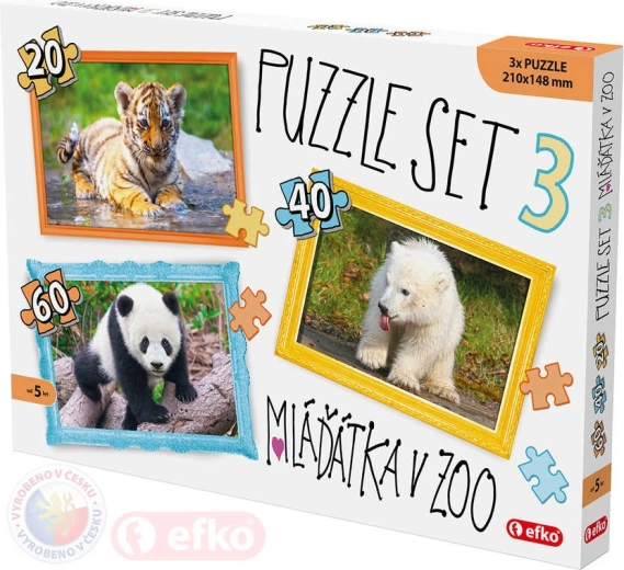 Puzzle EFKO 3 en 1 crías en el zoo 21 × 15 cm