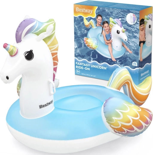 Bestway flotador inflable unicornio con asas 155 × 119 cm