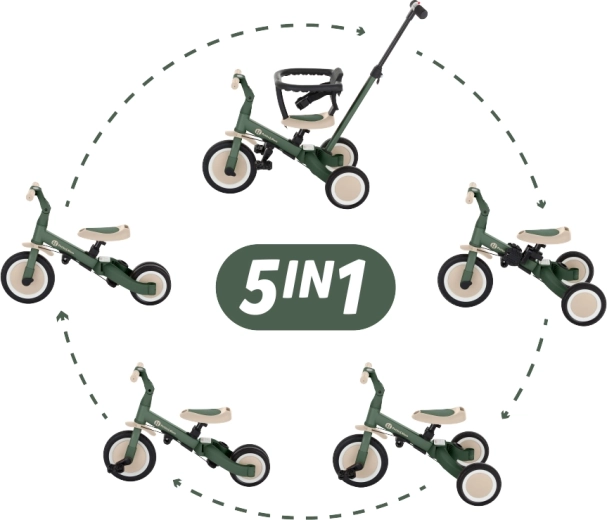 Petite&Mars triciclo multifuncional 5en1 Turbo misty green