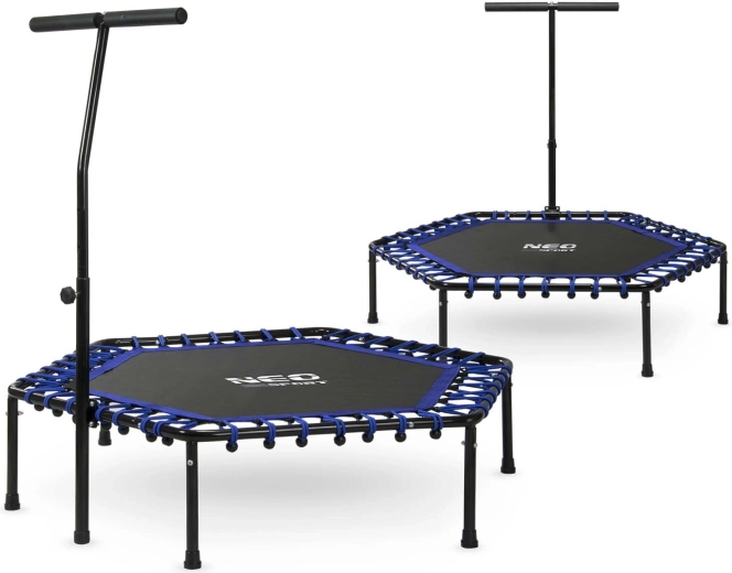 Cama elástica fitness Neo-Sport con barra 127 cm hexagonal azul