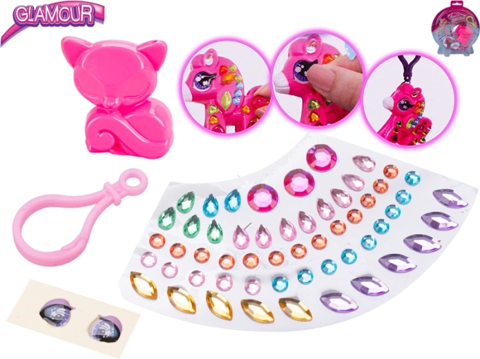 Set glamour creativo para decorar un llavero – animalito con piedritas