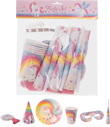 Set de fiesta de papel Unicornio 36 uds