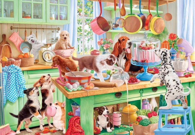 BLUEBIRD puzzle Perros en la cocina, 1000 piezas