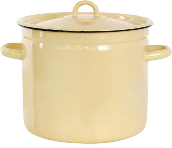 Cacerola esmaltada con tapa 7 l, decoración beige de verduras