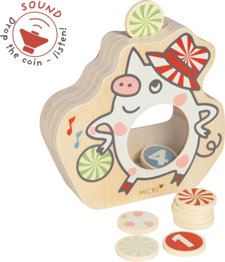 Hucha de cerdito interactiva de madera Micki