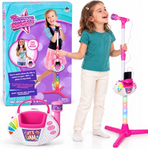 Micrófono infantil con soporte y panel musical