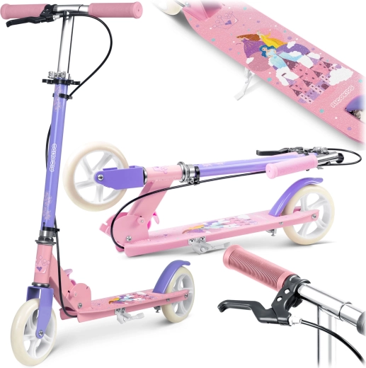 Patinete infantil plegable RICOKIDS Kodi Princesas con freno de mano y de pie