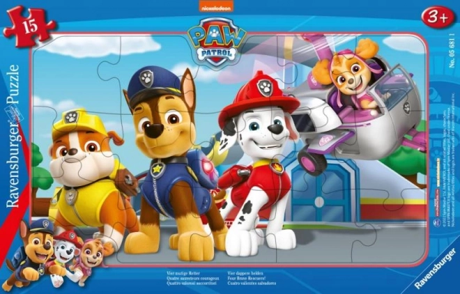 Puzzle Patrulla Canina: cuatro valientes guardianes – 15 piezas