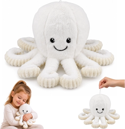 Pulpo de peluche – juguete acogedor con tentáculos elásticos blanco 30 cm