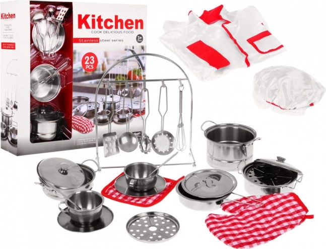 Set de cocina para niños 3+ con utensilios y disfraz de chef