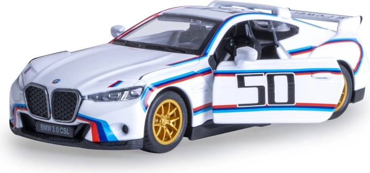 Modelo metálico BMW 3.0 CSL Batmobile a escala 1:42, blanco