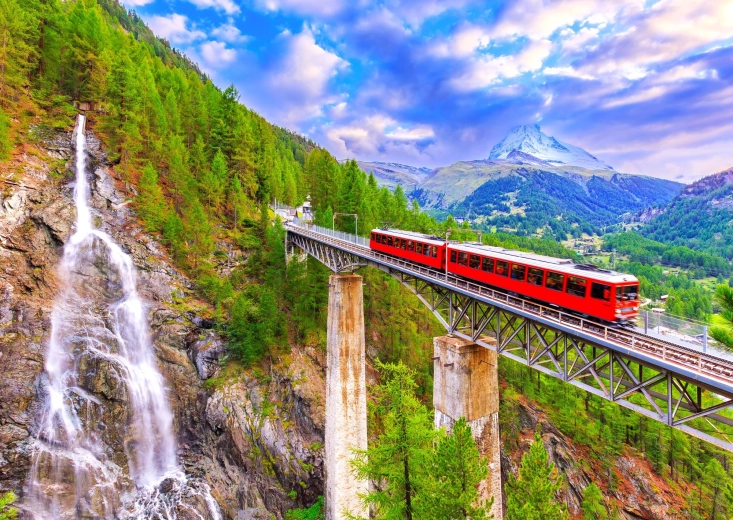 Puzzle Enjoy ferrocarril de cremallera Gornergrat, Suiza 1000 piezas